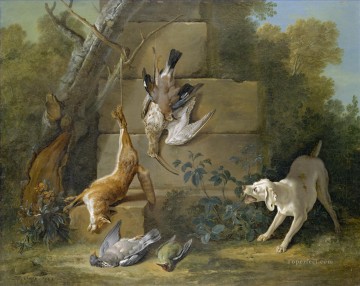  Guard Oil Painting - Jean Baptiste Oudry Dog Guarding Dead Game